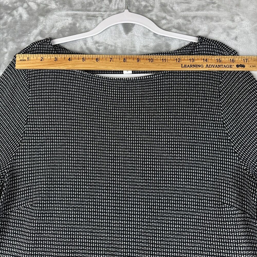 J. Jill Ponte Knit Dress Women's Medium Black‎ White Print Pockets (0991) - Picture 8 of 10